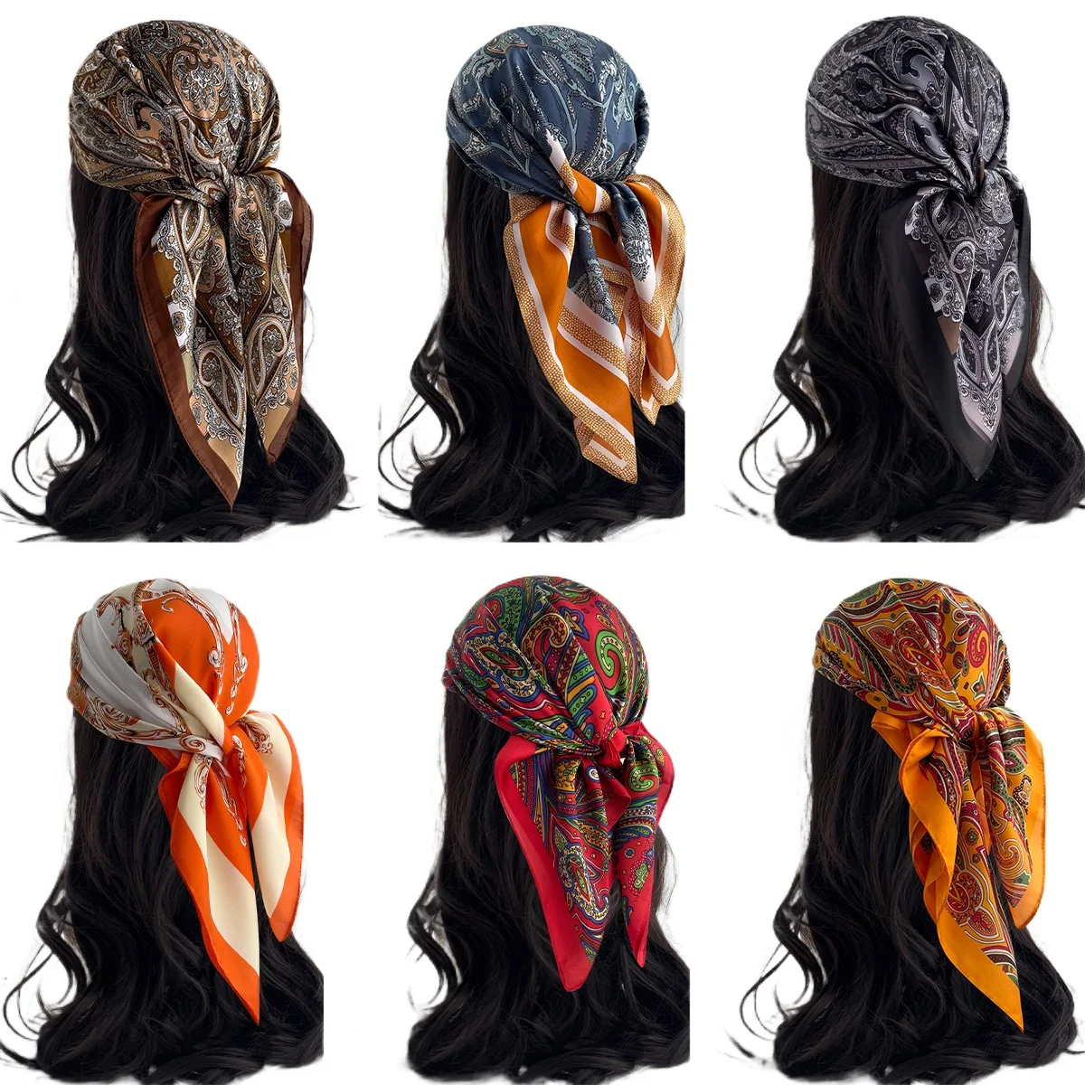 

Шаль с принтом, квадратный шарф для женщин, мягкий атласный шейный платок, женские ленты для волос, повязка на голову, бандана