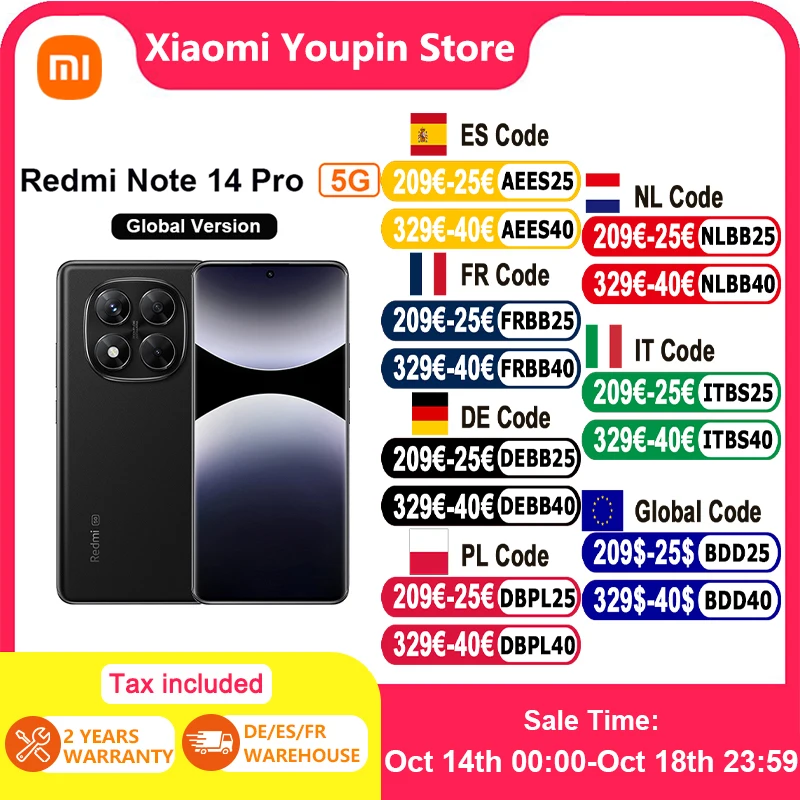 Version mondiale Redmi Note 14 Pro 5G smartphone NFC MediaTek Dimensity 7300-Ultra 200MP caméra 1.5K 120Hz 5110mAh batterie