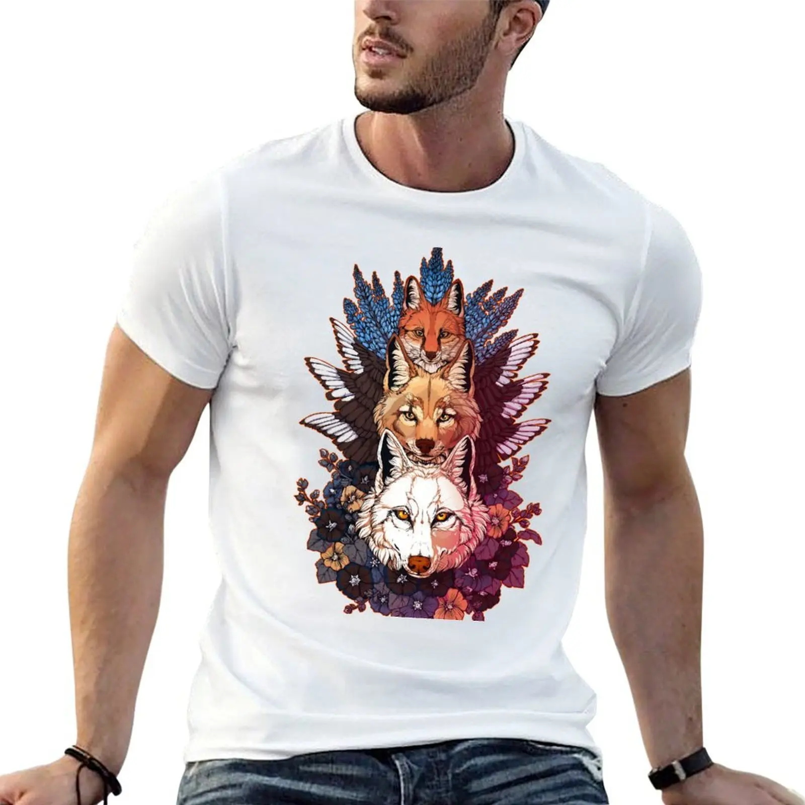 تي شيرت Heraldry Canidae تي شيرت للرجال تي شيرت قطني للرجال تي شيرت برسومات