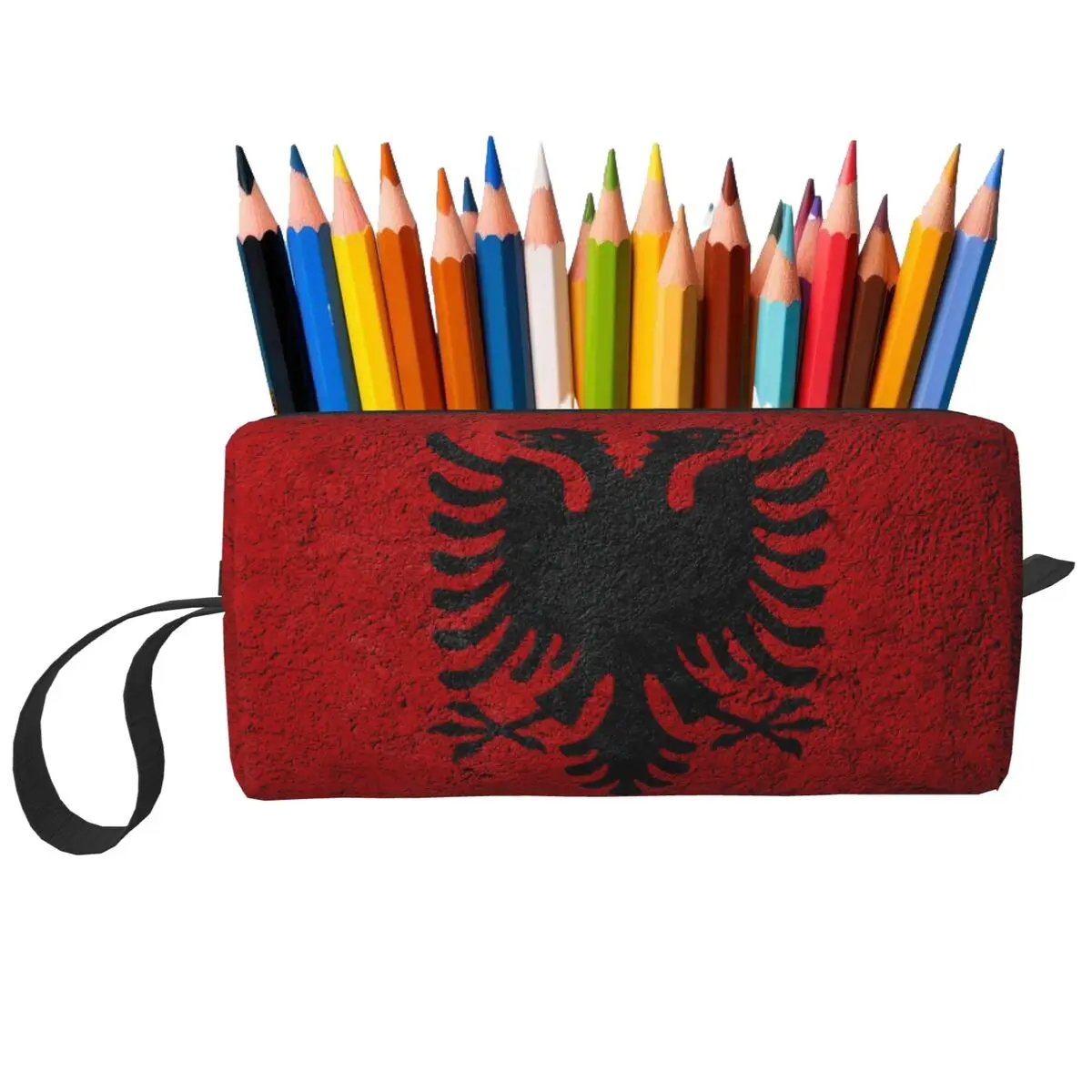 

Albania Flag Pencil Case for Kids School Pen Box Pencil Bag Stationery Supplies Travel Women Cosmetic Bag Organizer Pouch