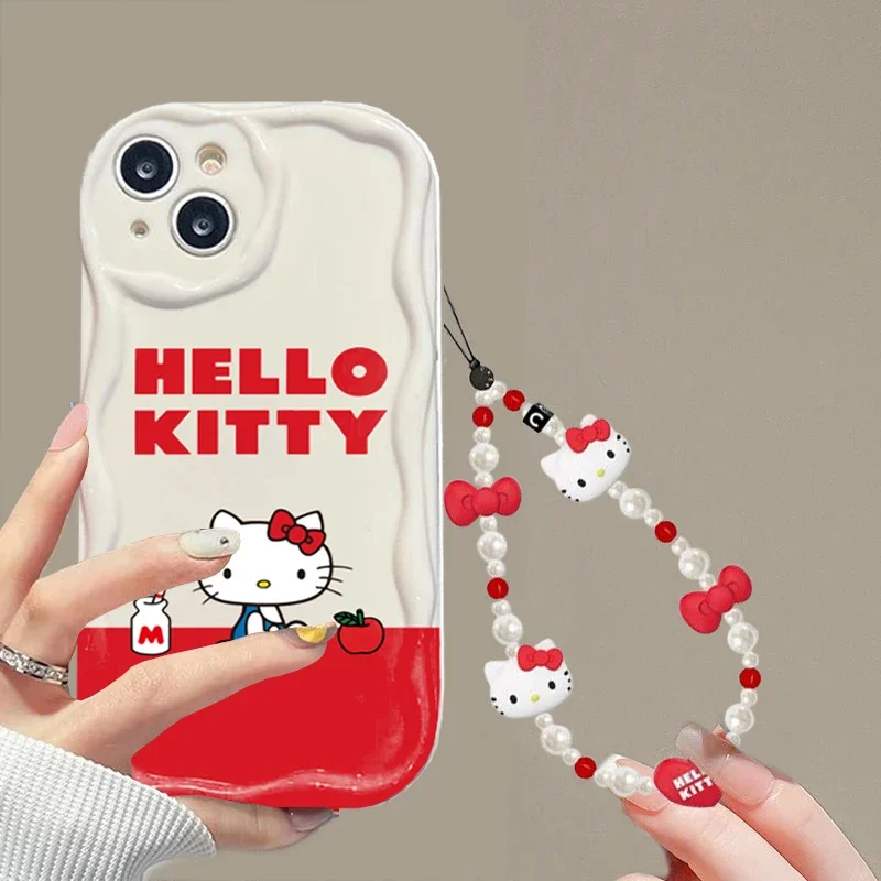 Hello Kitty Strap Kawaii Phone Case For Samsung Galaxy A55 5G A15 A54 A16 A35 A24 A14 A25 S25 S24 Ultra S22 S21 Plus S20 S23 FE