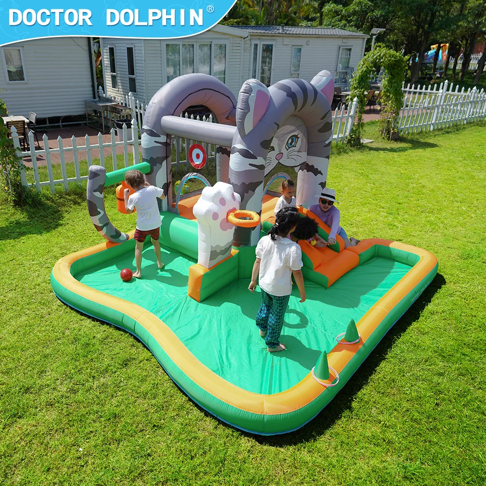 Doctor Dolphin Inflatable Boucy Castle With Ball Pit Pool Jumping House Castle Bouncer With Blower Function Family Toys