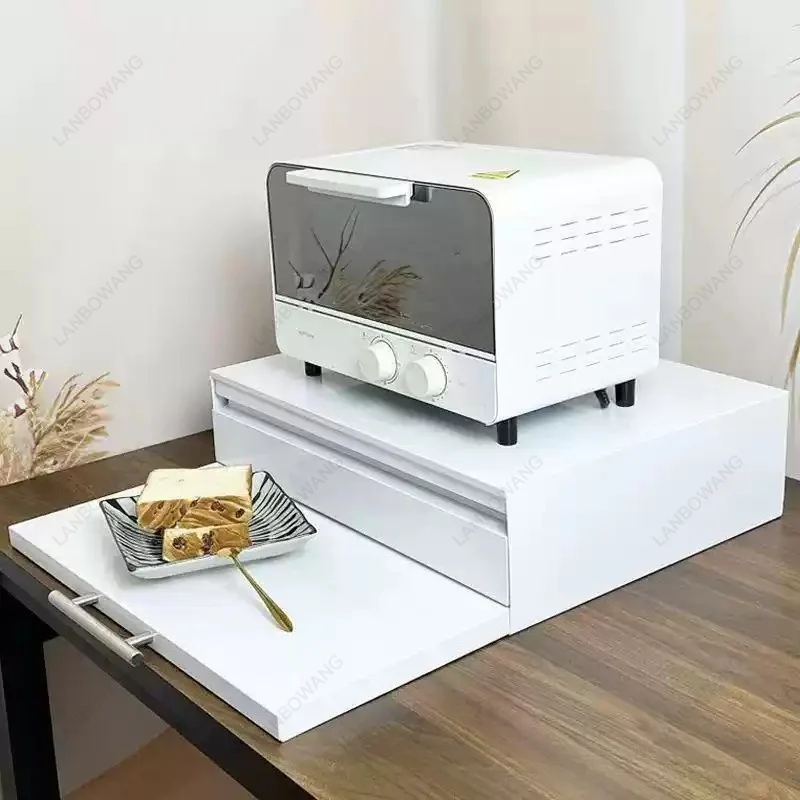 Microwave Oven Pull-Out Rack Tray, Countertop Sliding Drawer Board for Kitchen Organizer