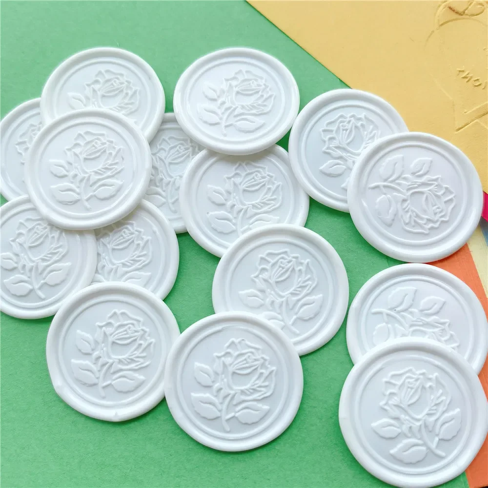 15pcs Self Adhesive Wax seal stickers White/gold Rosemary Plant Eucalyptus Wedding Invitation Envelop sealing Botanical Stickers