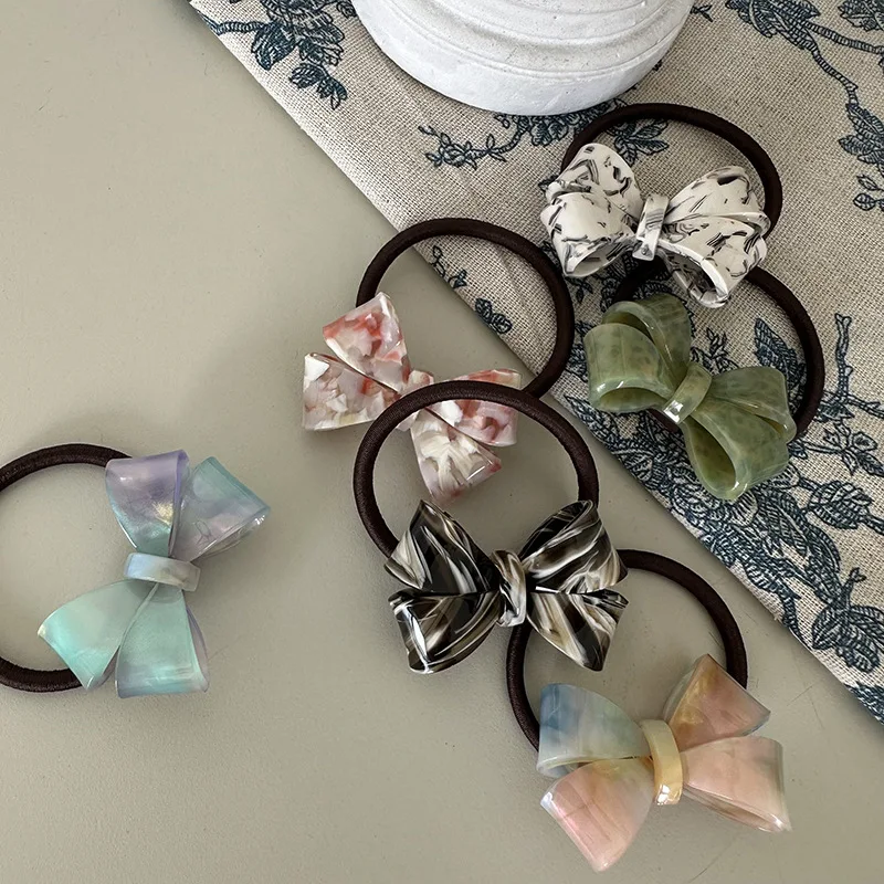 French Acetic Acid Bow Hair Loop Cute and Exquisite Headstring Tie Hair Band Simple and Elegant Style Hair Accessories New Style