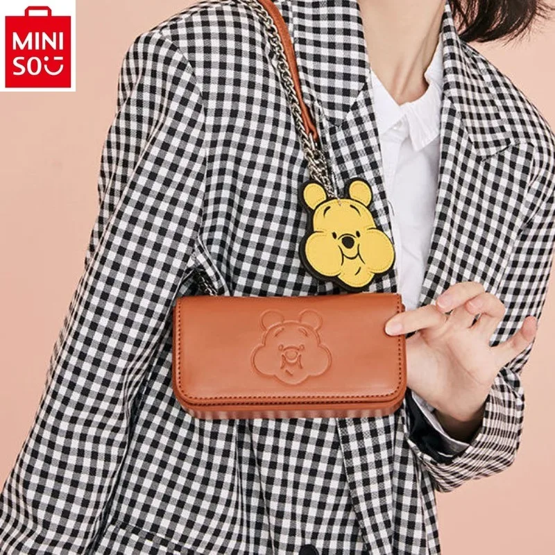 MINISO-Bolso para teléfono con estampado de Disney para mujer, bolsa de hombro con cadena, almacenamiento multifuncional, alta calidad