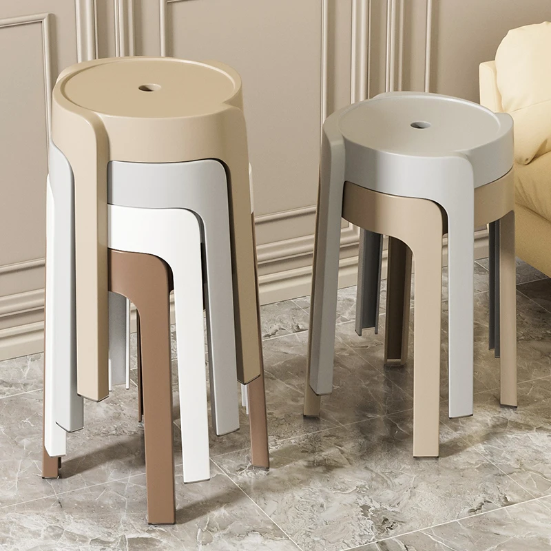 Thickened Plastic Stool Modern Simple Stackable Home Use Comfortable Sitting High round Stool Board Stool for Long Time Use