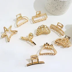 Pinza de pelo de Metal con forma de corazón hueco para mujer y niña, pasadores simples antideslizantes, Mini flequillo geométrico dorado, mordazas para el cabello, moda diaria