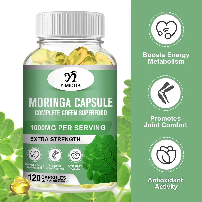 Organic Moringa Capsules Original Immune System, Energy & Metabolism Natural Anti-inflammatory Helps Detox, Fat Burn