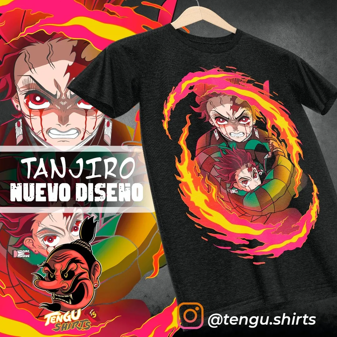 Tanjiro Demon Slayer T-shirt Kimetsu No Yaiba Horror Anime Nezuko Shirt All Size