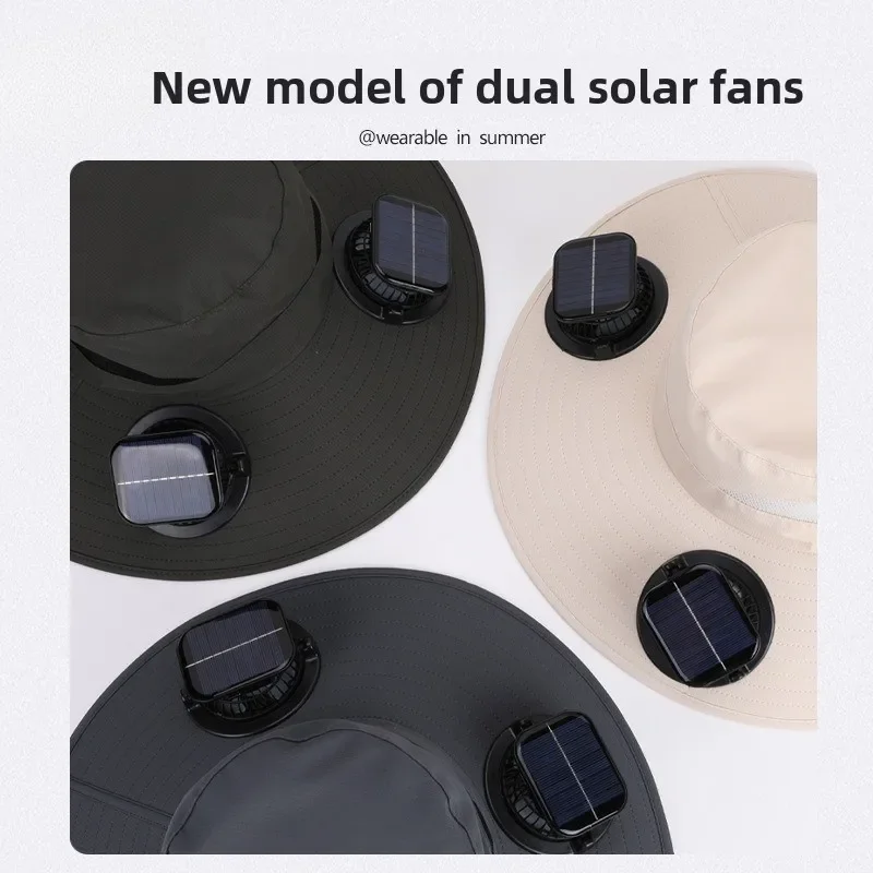 Premium Solar Double Fan Protective Hat Large Eaves Breathable Summer Garden Protective Sun Hat view 3
