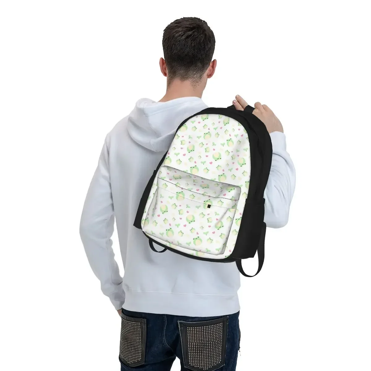 Cute Frog Pattern Backpacks Boys Girls Bookbag Students School Bags Cartoon Kids Rucksack Laptop Rucksack Shoulder Bag