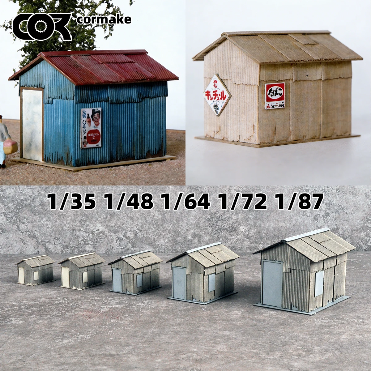 Assembly Architectural Model Miniature Building Rural House Log Cabin Wooden Houses Diorama Scale Model Kit 1/35/48/64/72/87