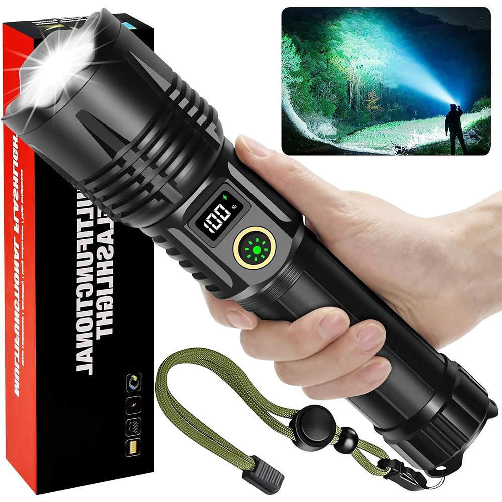 

Rechargeable High Lumens LED Flashlight with 5 Modes lighting, High Brightness Tactical Handheld Flashlight for Home,Camping etc