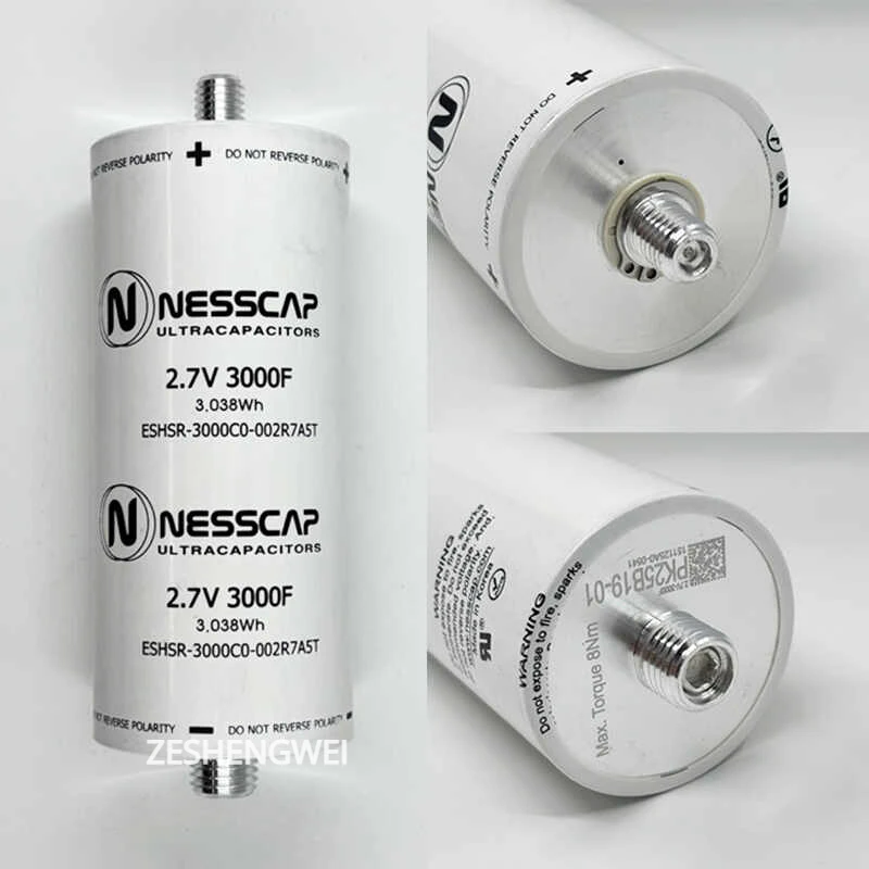 Nesscap 2.7V 3000F Super Farad lsuc cylindrical capacitor High frequency supercapacitor equipped with nut and connecting piece