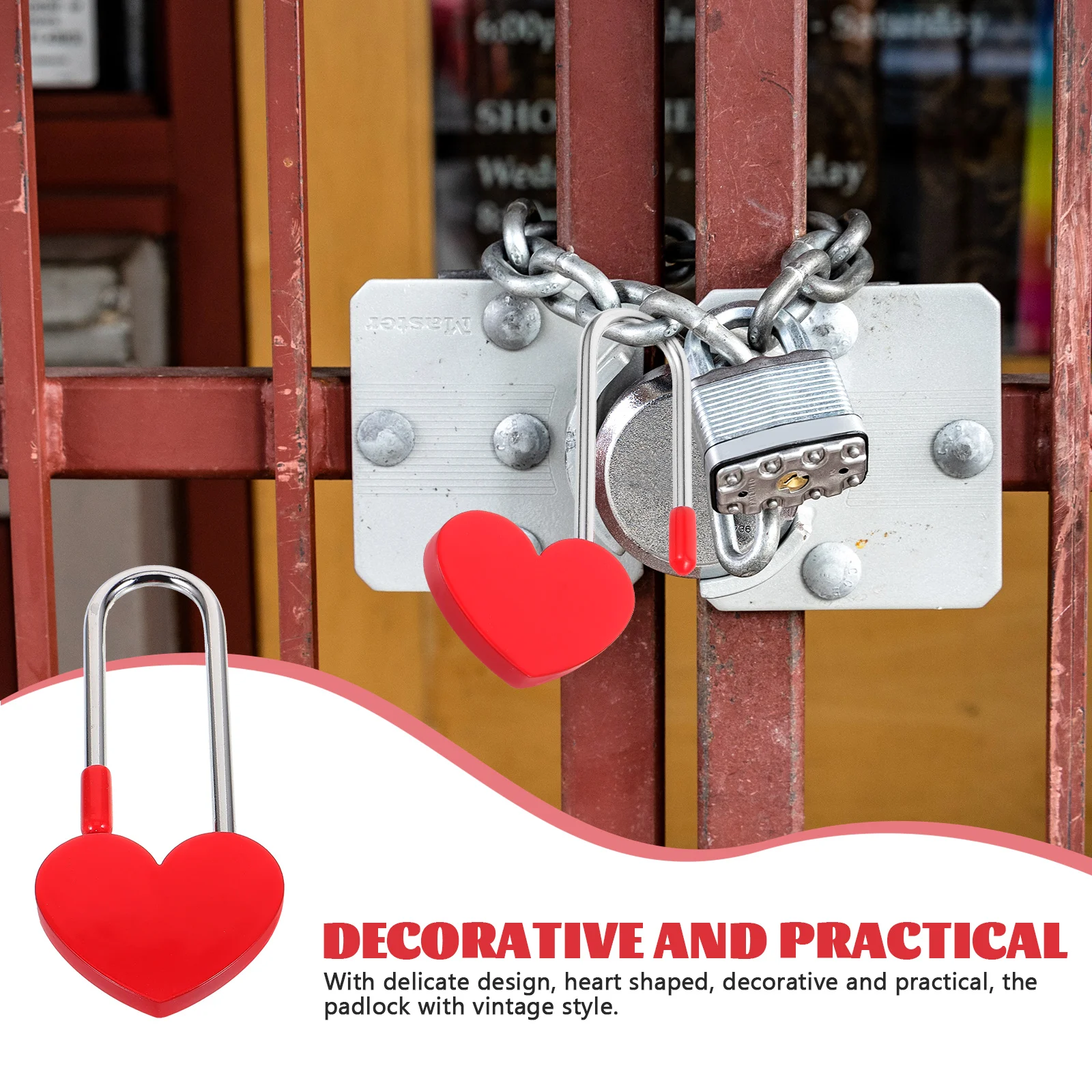 

Heart Shaped Lock 50mm Red Decorative Metal Padlock for Wedding Travel Anniversary Zinc Alloy Mini Wish Statue