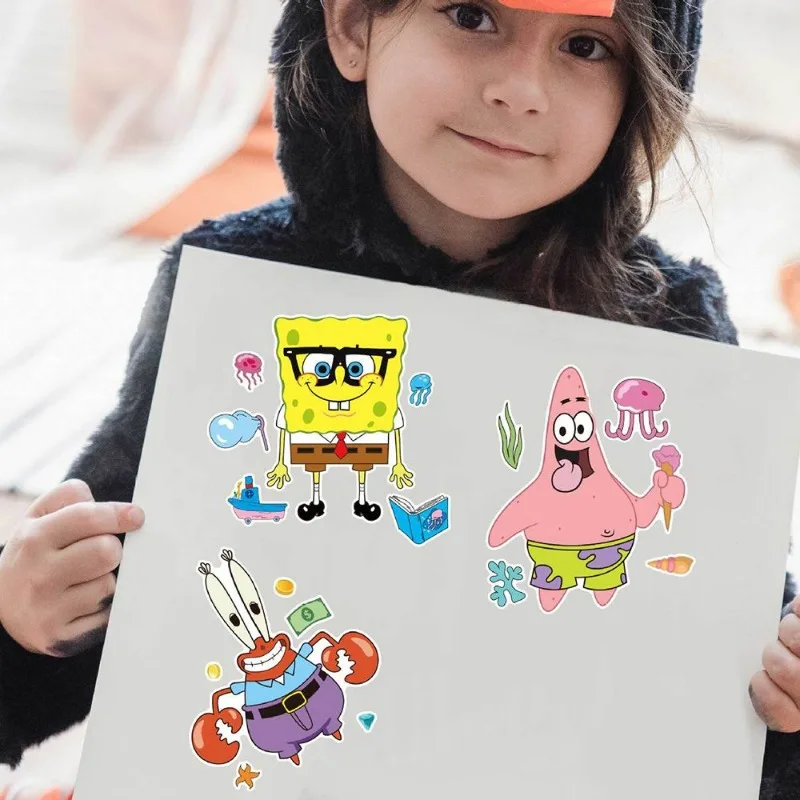 8 pçs dos desenhos animados bob esponja calças quadradas patrick estrela adesivos caso do telefone móvel geladeira notebook decoração adesivos atacado