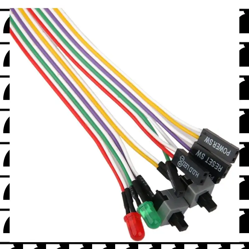 

A44U 5X ATX PC Computer Motherboard Power Cord 2 Switch On With LED Light On/Off/Reset