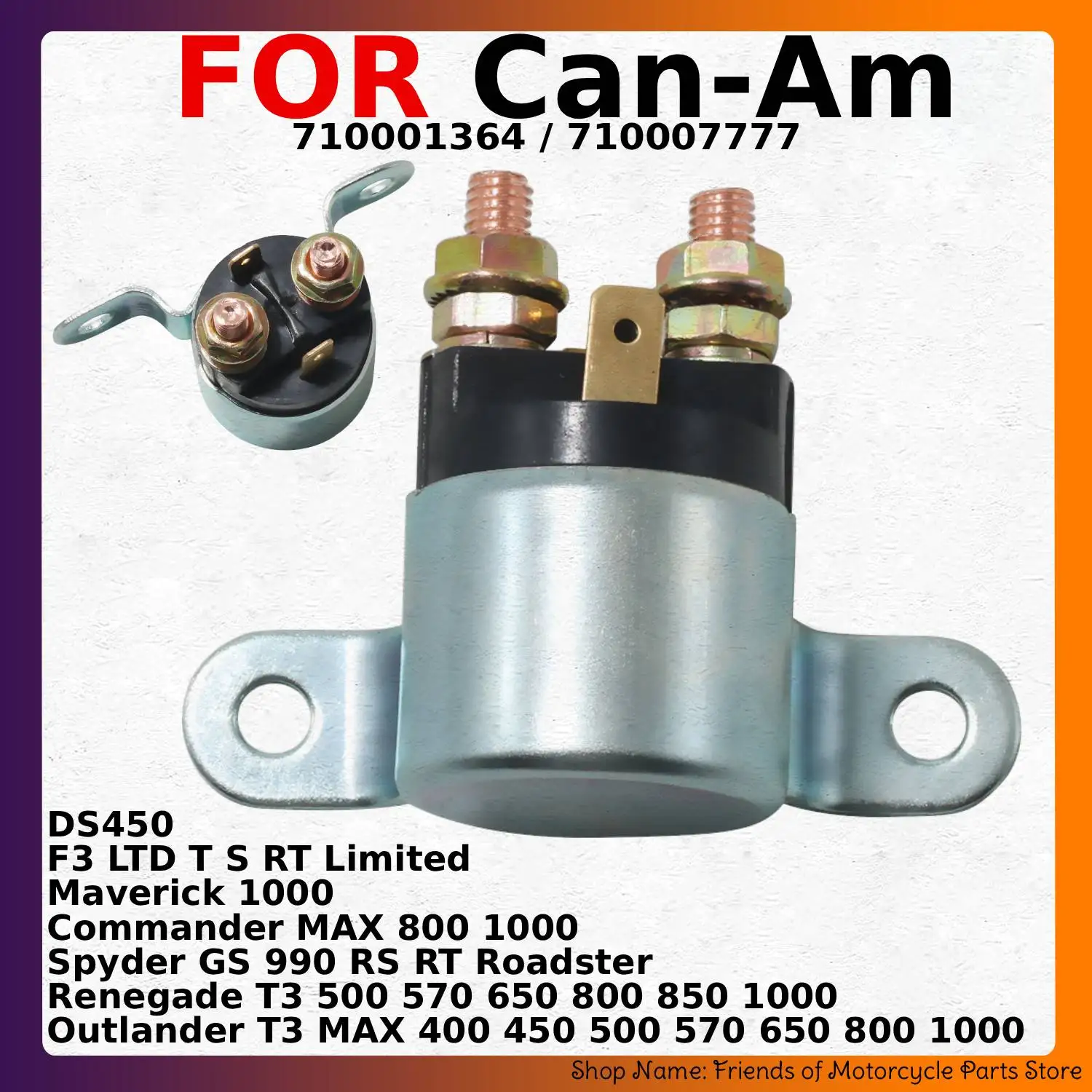 Starter Relay Solenoid For Can-Am F3 RT DS450 Renegade Outlander MAX T3 400 450 500 570 650 800 1000 Spyder GS RS RT 710001364