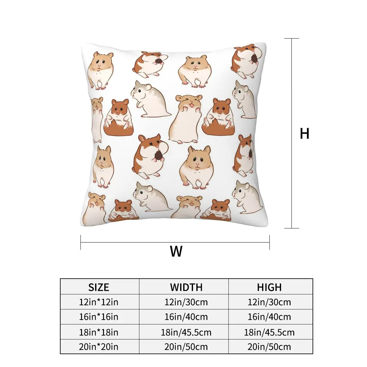 Cute Hamster Pattern Square Pillowcase Pillow Cover Cushion Decor Comfort Throw Pillow for Home Living Room