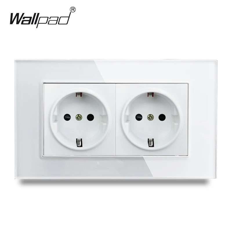 146*86mm Doppel EU Steckdose Wallpad Kristall Glas Panel 110V-250V 10A-16A 3x6 EU Doppel Französisch Wand Steckdose