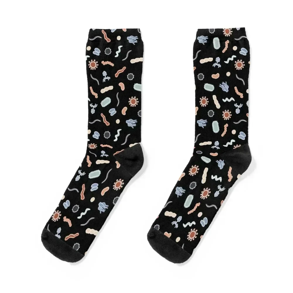 

Vintage Microbiology - White Outlines on Black Socks Novelties anti-slip sport Designer Man Socks Women's