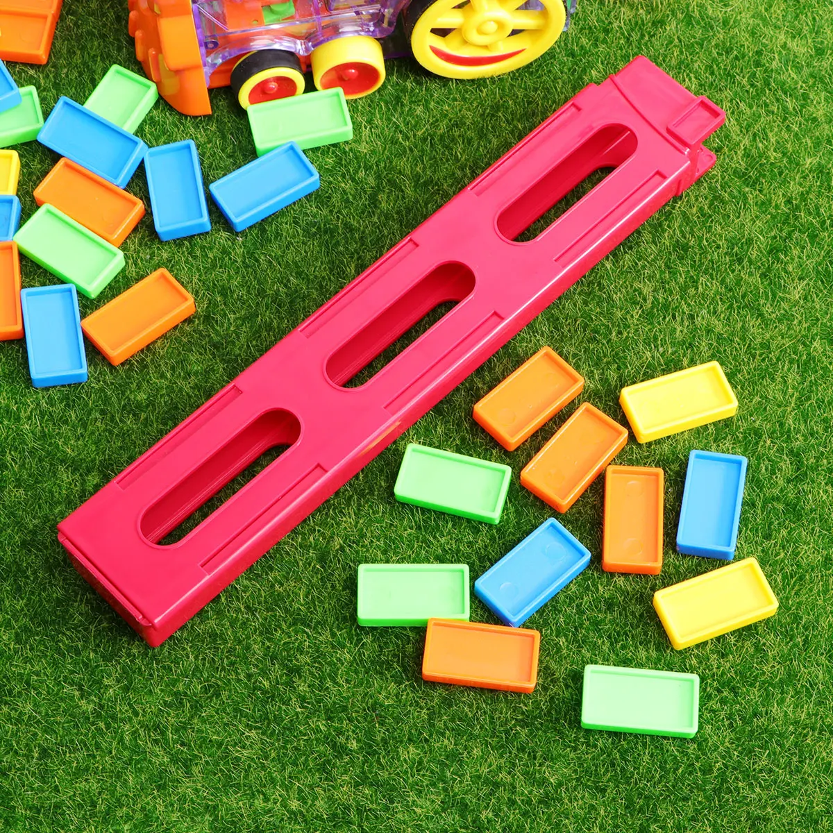 Electric Train Domino Educational Toys Safe Premium Plastic Bright Colors Sturdy Design Hand Eye Coordination
