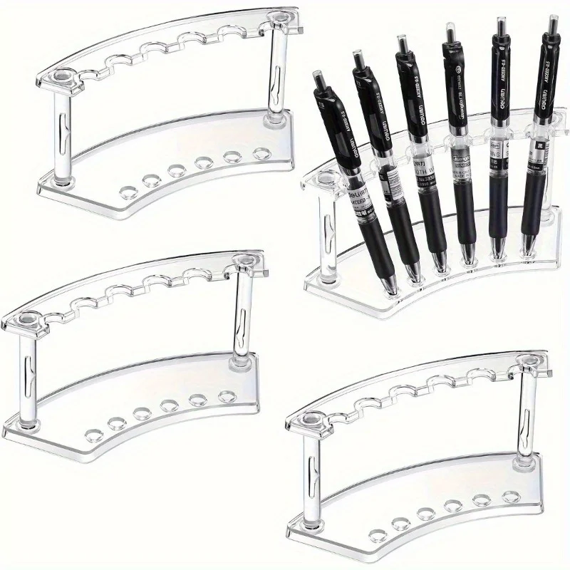 Clear Plastic Pen Holder Stand, 6-Slot Eyebrow Pencil Display Organizer, Desktop Makeup Brush Rack, For Home