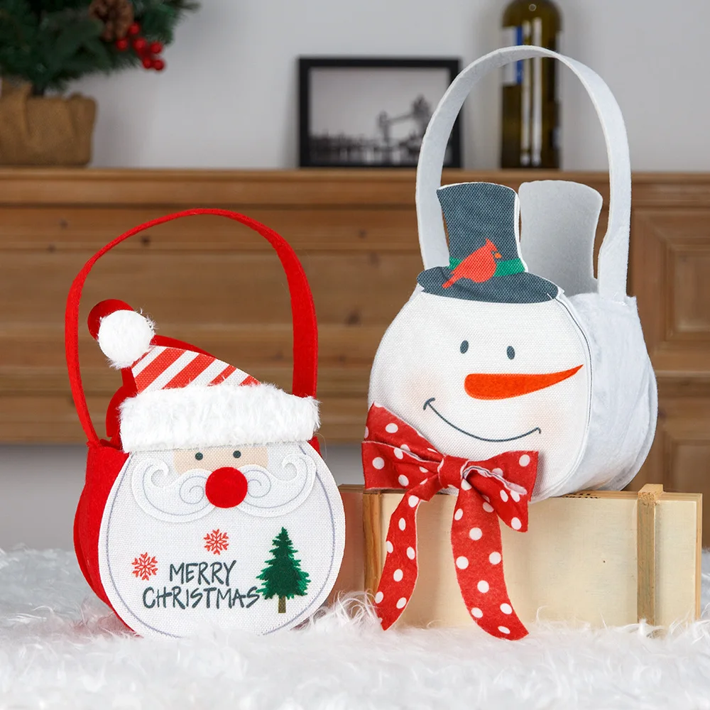 

5/20Pcs Santa Claus Snowman Candy Bag Christmas Party Decoration Tote Bag New Year Cartoon Three-dimensional Portable Gift Bag