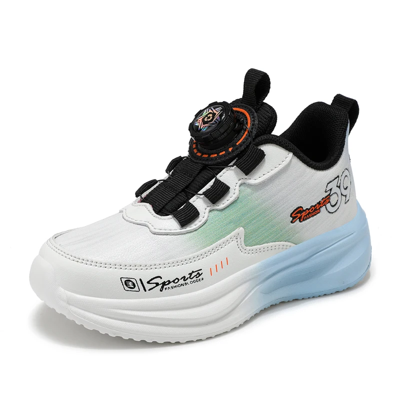 Boys Spring Autumn Leather Mesh Running Shoes Lightweight Sport Sneakers for Kids Size 30-40