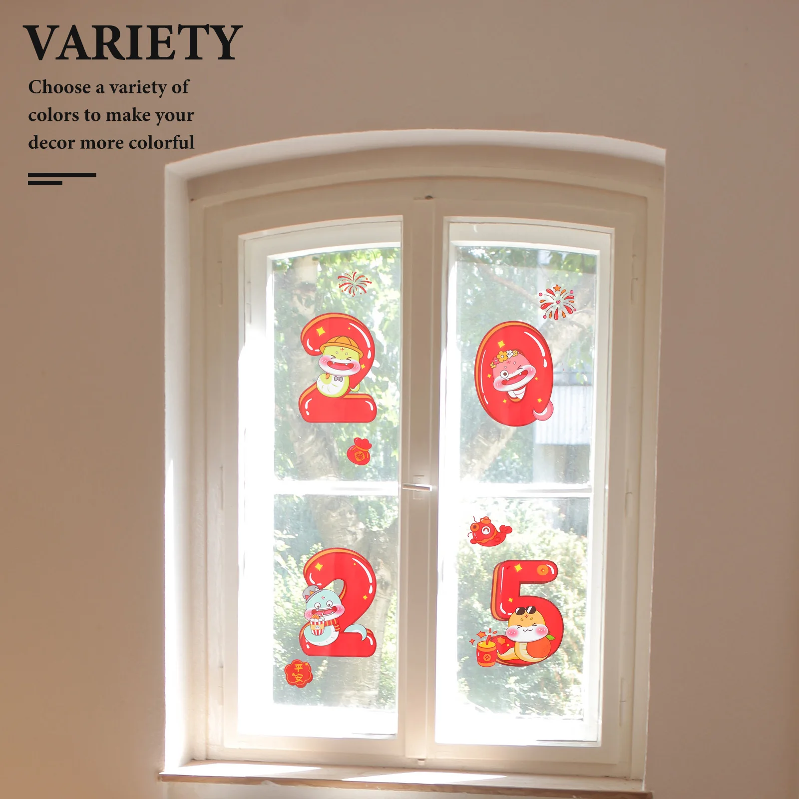 

Chinese New Year Window Clings 2025 Year of The Snake Static Stickers Spring Festival Door Window Decals Holiday Decorations