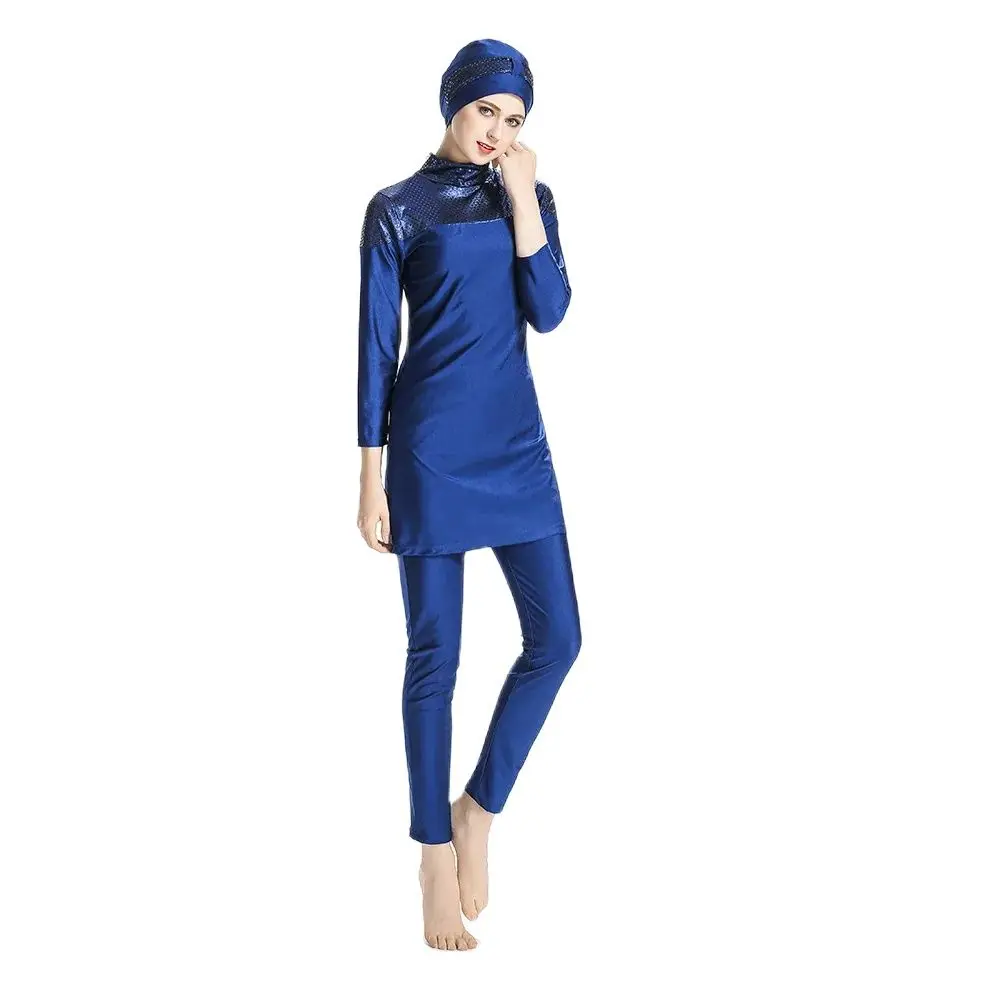 

Burkini Swimming for Veiled Women Modest Muslim Swimwear Hooded Sun Protection Three-Piece Set Borkini for Sporty Veiled Women