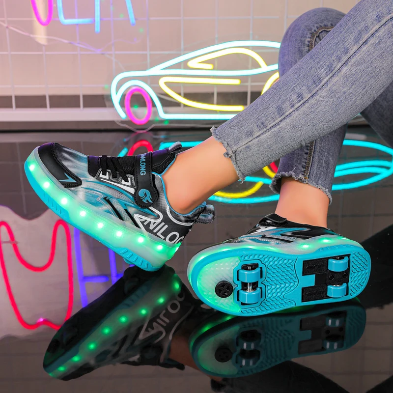 

New Viral Summer Heelys: 4-Wheel Detachable for Girls, 2-Wheel for Boys – Student Transformable Kids' Skates