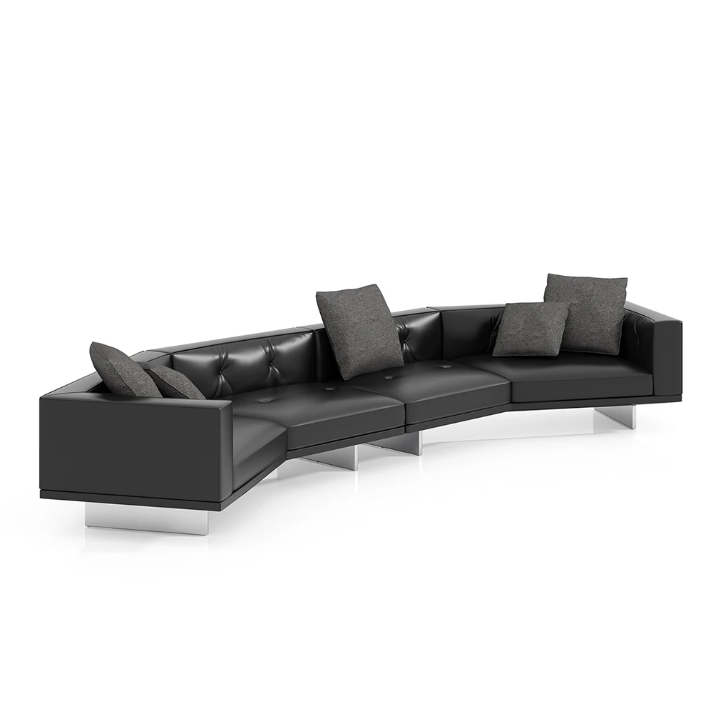Custom Modern Curved Leather Sofa Modular Sectional Furniture Set Minimalist Living Room European Design