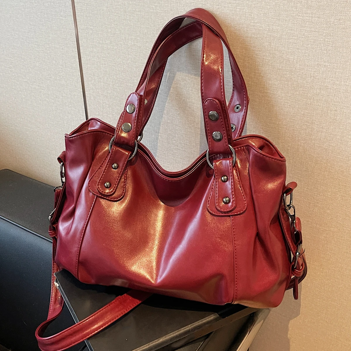 

Однотонная женская сумка через плечо большой вместимости, модная женская сумка с текстурой, большая вместительная сумка-тоут