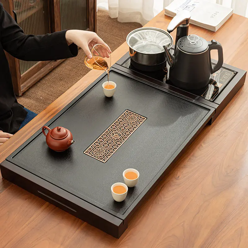 

Pot Luxury Tea Tray Wooden Stone Office Valet Rectangle Long Hospitality Tableware Tea Tray Living Room Bandejas Home Products