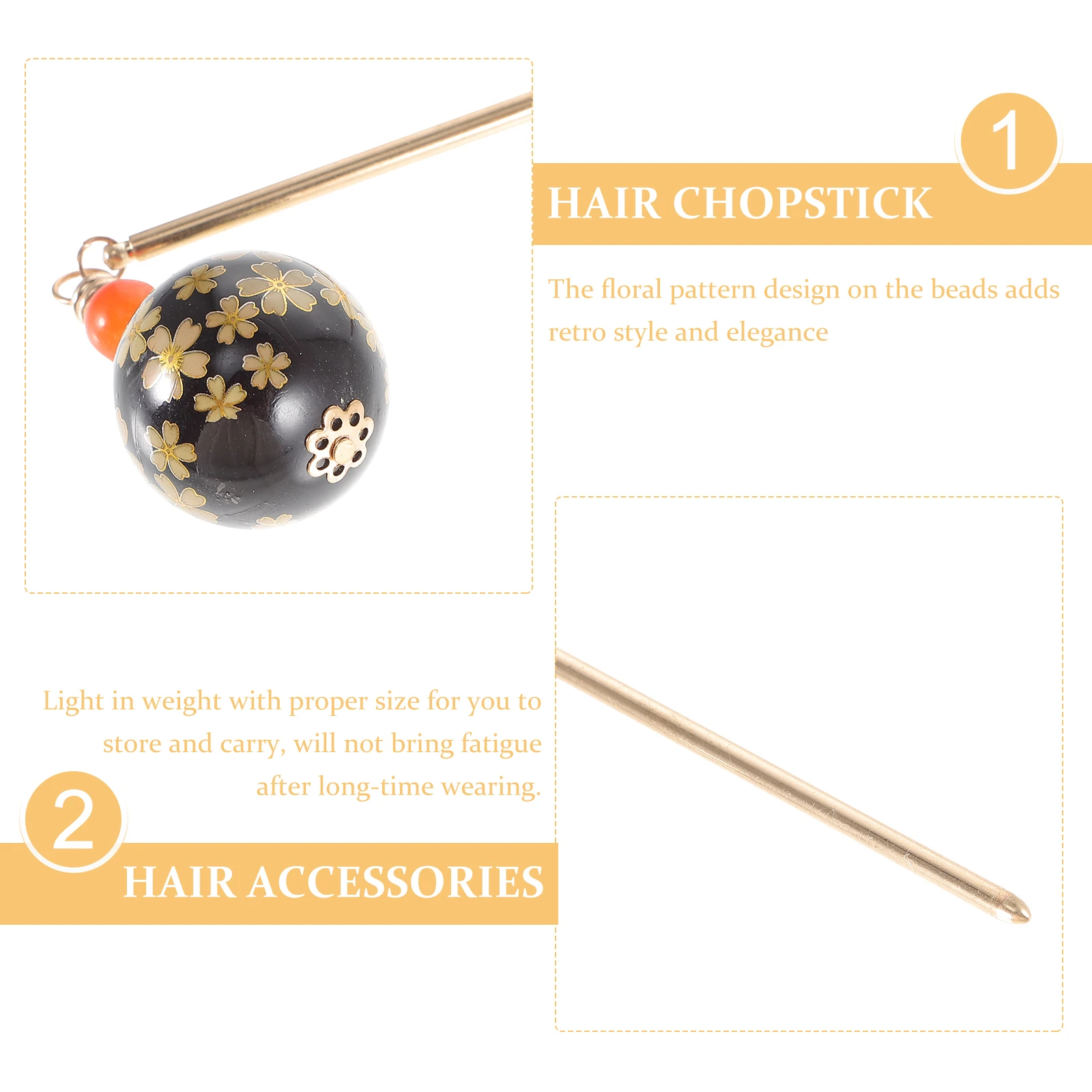 

Gold Hairpin Lightweight Proper Size Chinese Style Hair Sticks Vintage Bridal Accessories Hair Chopsticks for Women