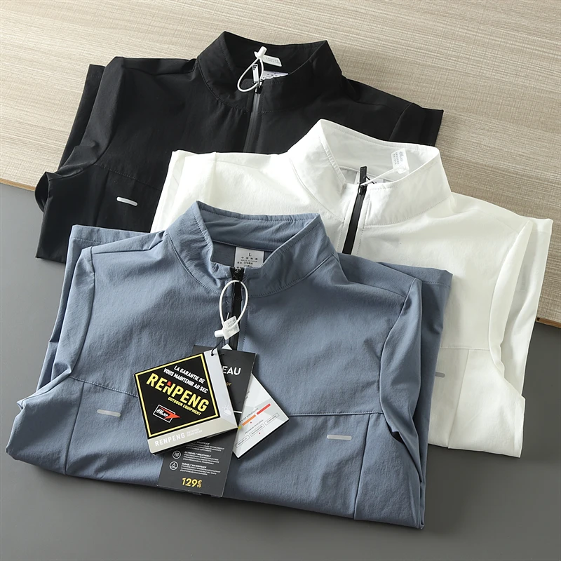 

Легкая дышащая мужская повседневная куртка с воротником-стойкой для активного отдыха, светоотражающая, весна-лето, новинка, модный городской стиль