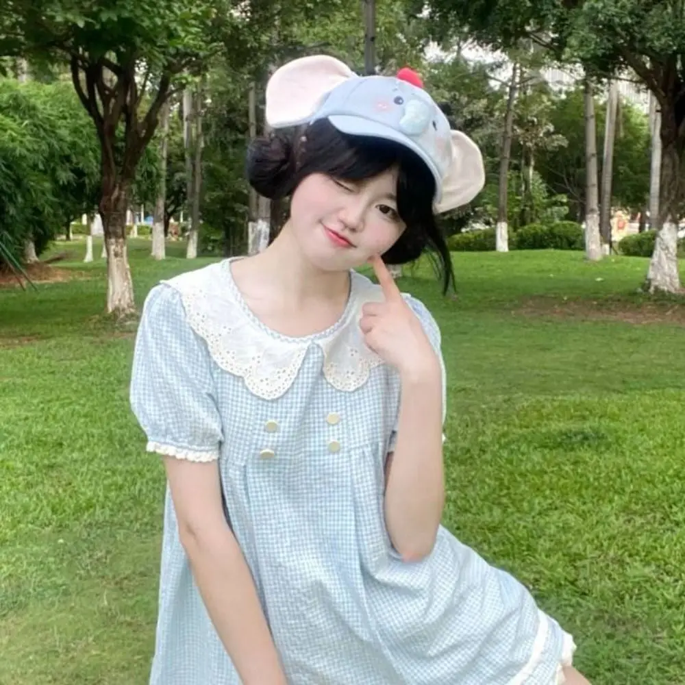 أزياء لطيف الفيل قبعة بيسبول Y2k تنوعا بلغت ذروتها قبعة الحيوانات عارضة قبعة الشمس النساء #4