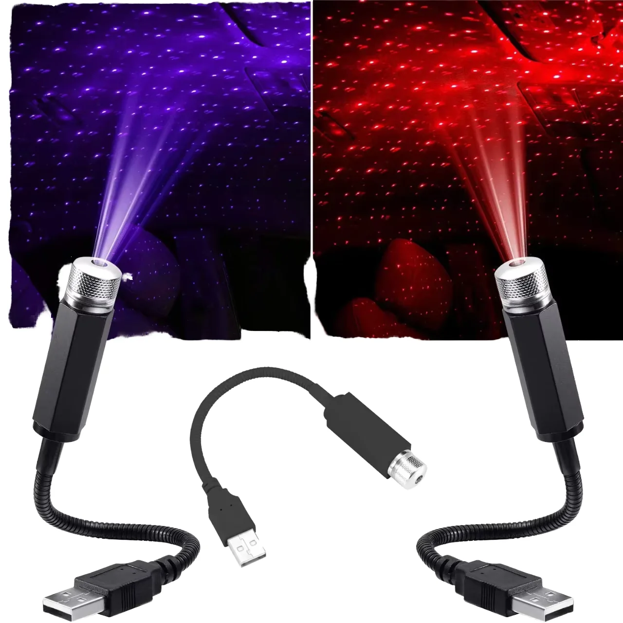 USB Car Interior LED Lighting Roof Star Light Projector Star Atmosphere Blue Atmosphere Decorative Light Atmosphere Light
