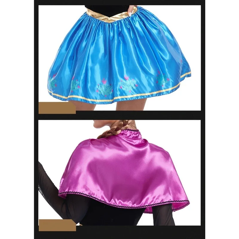 HN8 냉동 안나 공주 드레스 성인 짧은 드레스 할로윈 동화 공주 코스프레 파티 의상 카니발 생일 Wom8...Gf