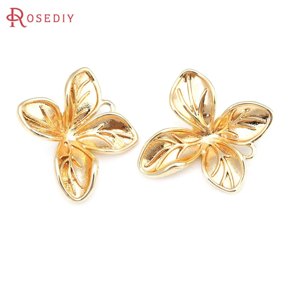 6PCS 18K Gold Color Brass Flower Charms Pendants High Quality Jewelry Making Materials Necklace Earrings Accessories