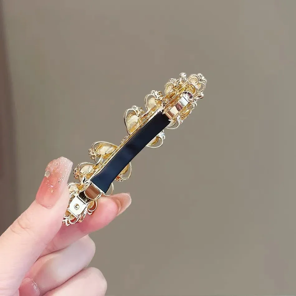 Koreanischen Stil High-end Multi-farbe Kristall Blume Haarnadel frauen Hinterkopf Halb-gebunden Frühling Clip elegante Legierung Kopfbedeckung – Detail 2