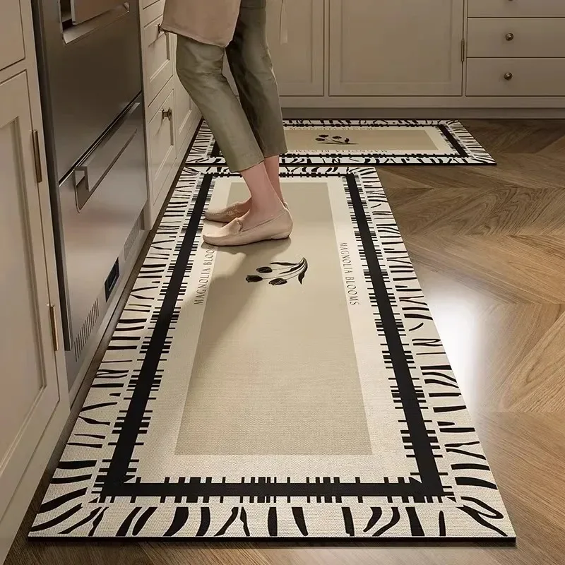 Carpet for Kitchen Waterproof Oil-proof Floor Mat Pvc Leather Non-slip Foot Mats Modern Home Decoration Long Strip Rug Alfombrar