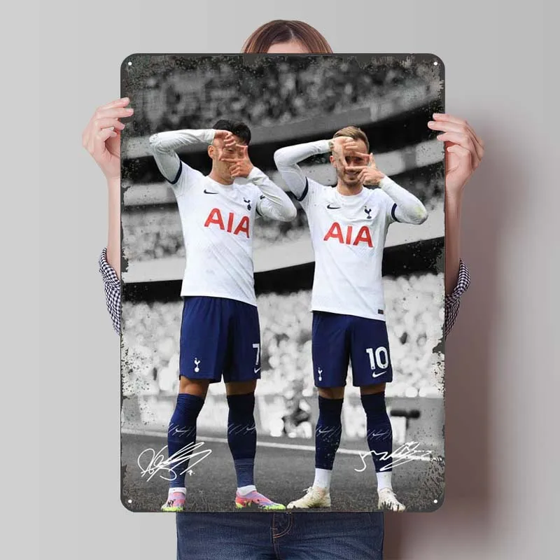 Son Heung Min And James Maddison Tinplate Sign Sports Poster Vintage Home Decor Items Room Decoration Aesthetic Wall Art Mural