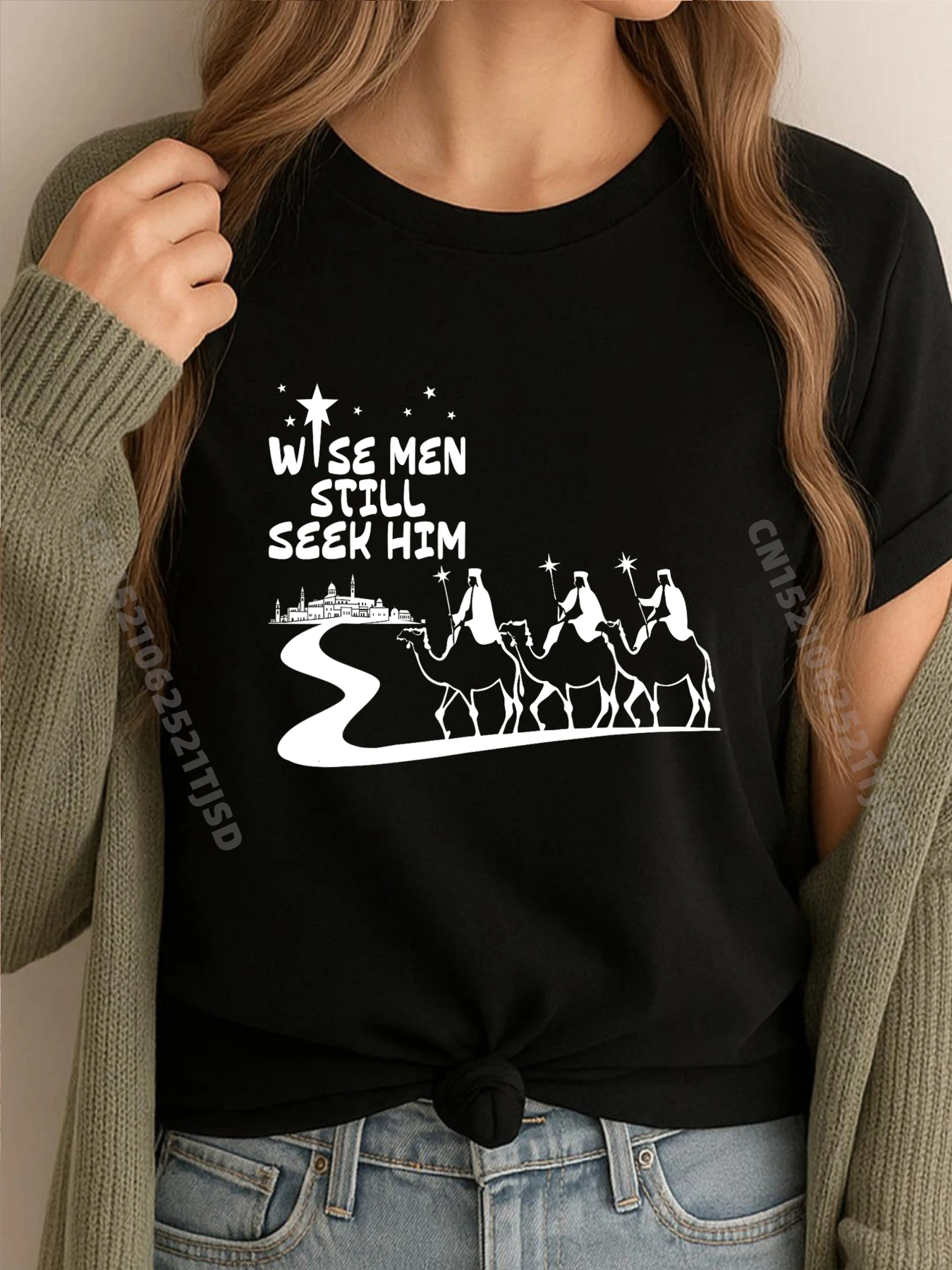 

Мудрая женщина Still Seek Him Иисус Христианские рождественские футболки с рисунком Camisas De Hombre Топы и футболки