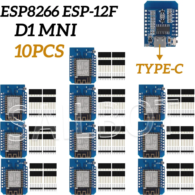 NONE 1-10PCS WeMos D1 Mini TYPE-C/Micro USB ESP8266 ESP-12F CH340G V2 Modul WiFi D1 Mini entwicklung Bord 3,3 V Mit Pin Für Arduino 3