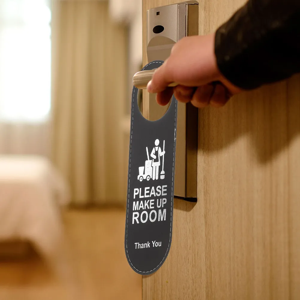 

4Pcs Black Double Sided Door Hanger Sign Hotel Room Privacy Do Not Disturb Please Clean for Office Guest Efficient Use
