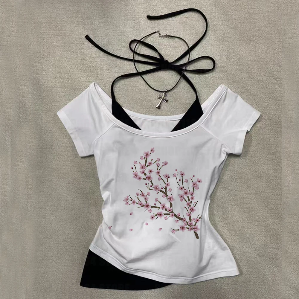 Tops cortos informales estilo Emo Y2K estéticos para mujer, Tops con estampado de hadas Harajuku, ropa de calle vintage para chicas lindas, camiseta sin mangas para bebé de los años 2000