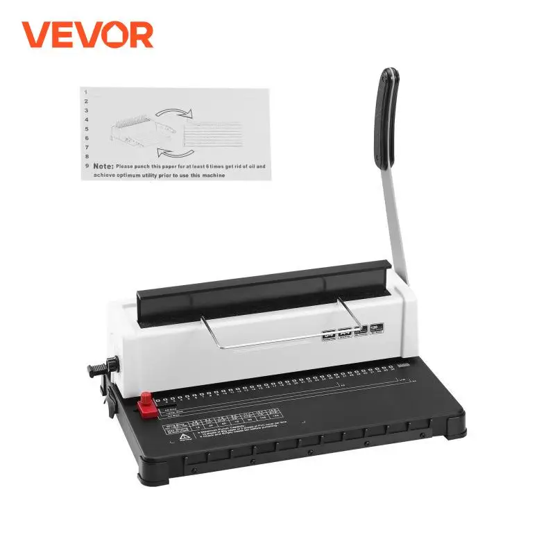 VEVOR Coil Spiral Binding Machine Manual Book Maker 34-Holes Binding 120 Sheets Punch Binder Adjustable Coil Binding Spines